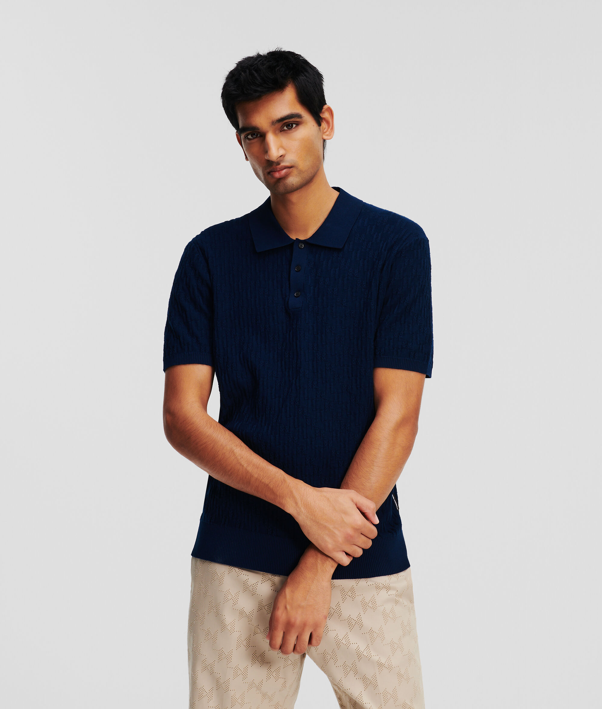 (image for) Time-Tested KL Monogram Knitted Polo Shirt